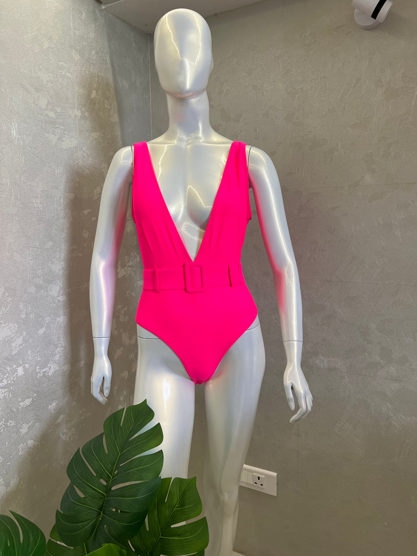 PLUNGE NECK SWIMSUIT