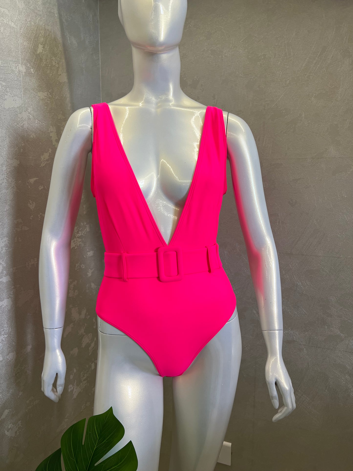 PLUNGE NECK SWIMSUIT