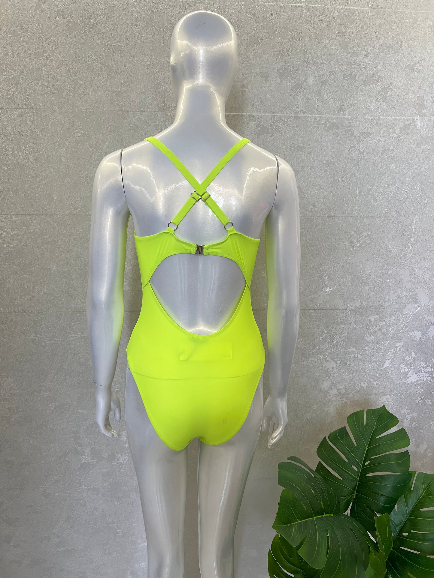 CROSS BACK SWIMSUIT WITH METAL EMBELLISHMENT
