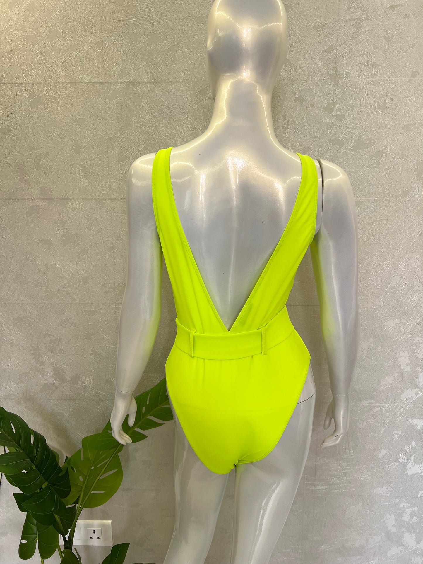 PLUNGE NECK SWIMSUIT