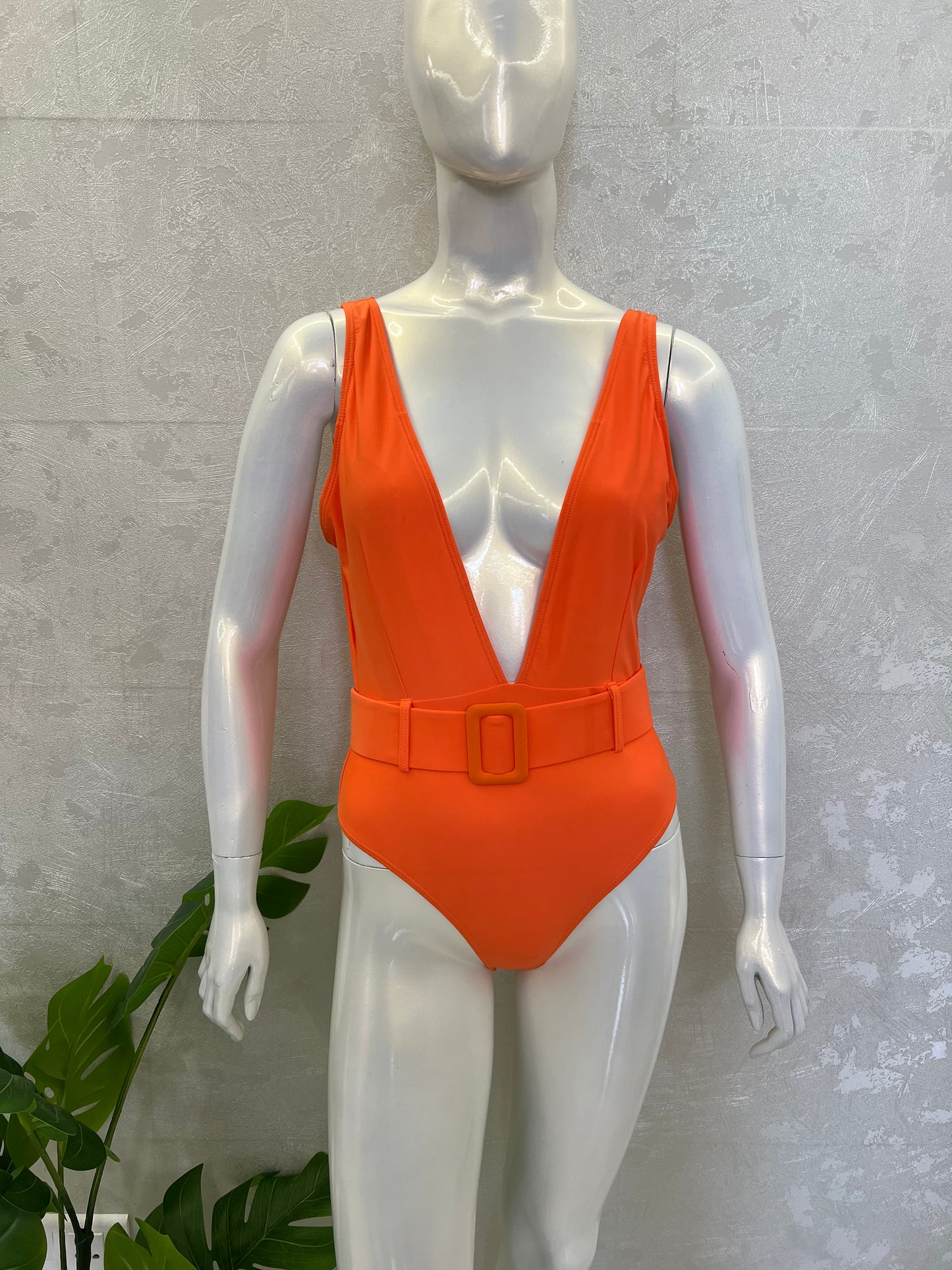 PLUNGE NECK SWIMSUIT