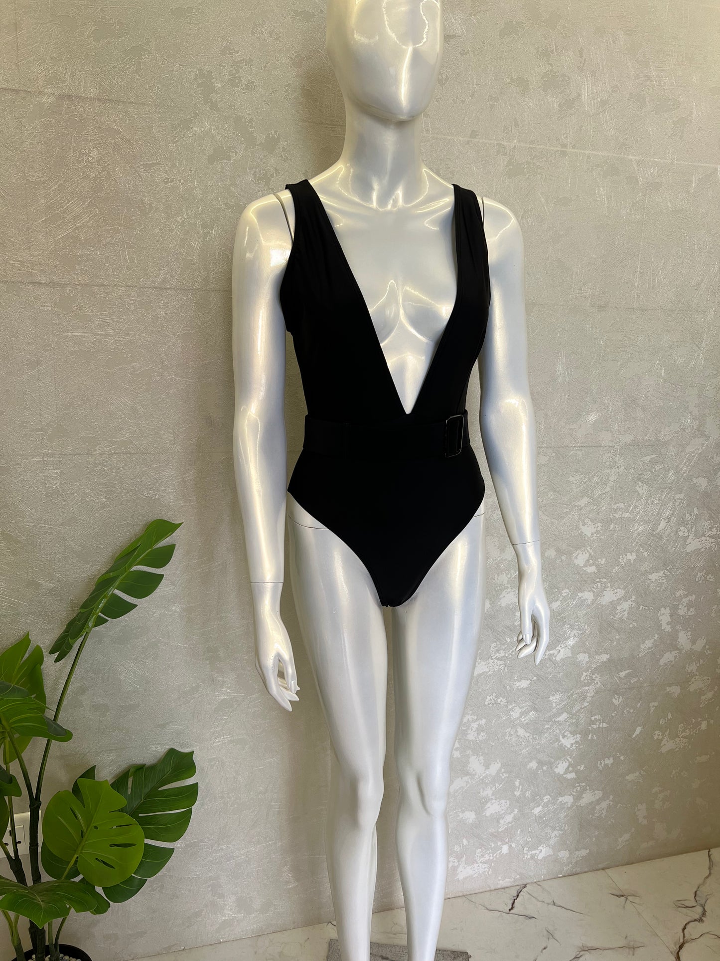 PLUNGE NECK SWIMSUIT