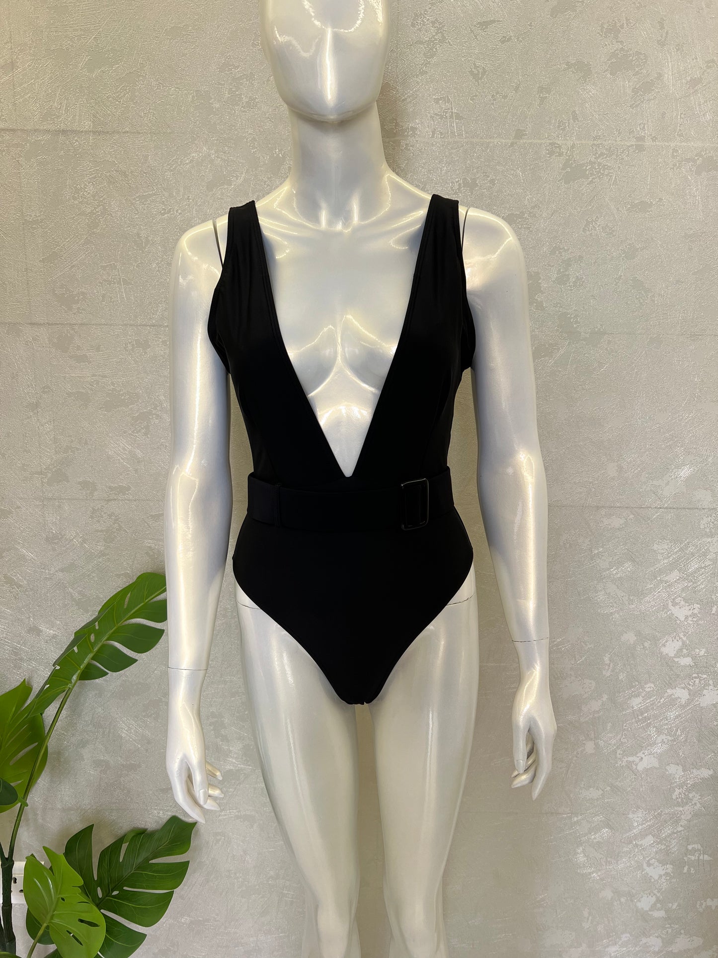 PLUNGE NECK SWIMSUIT