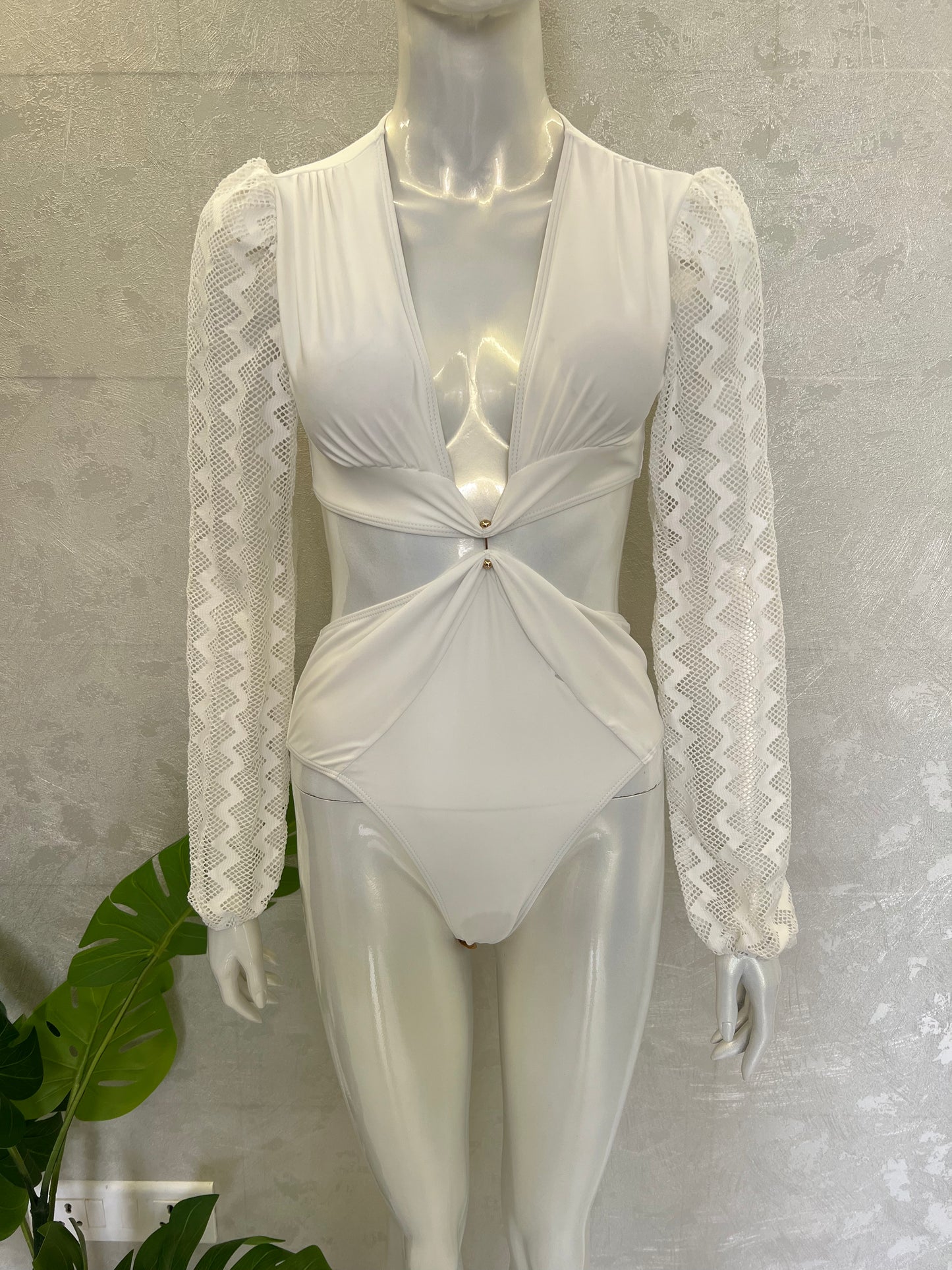 MESH SLEEVE SWIMSUIT