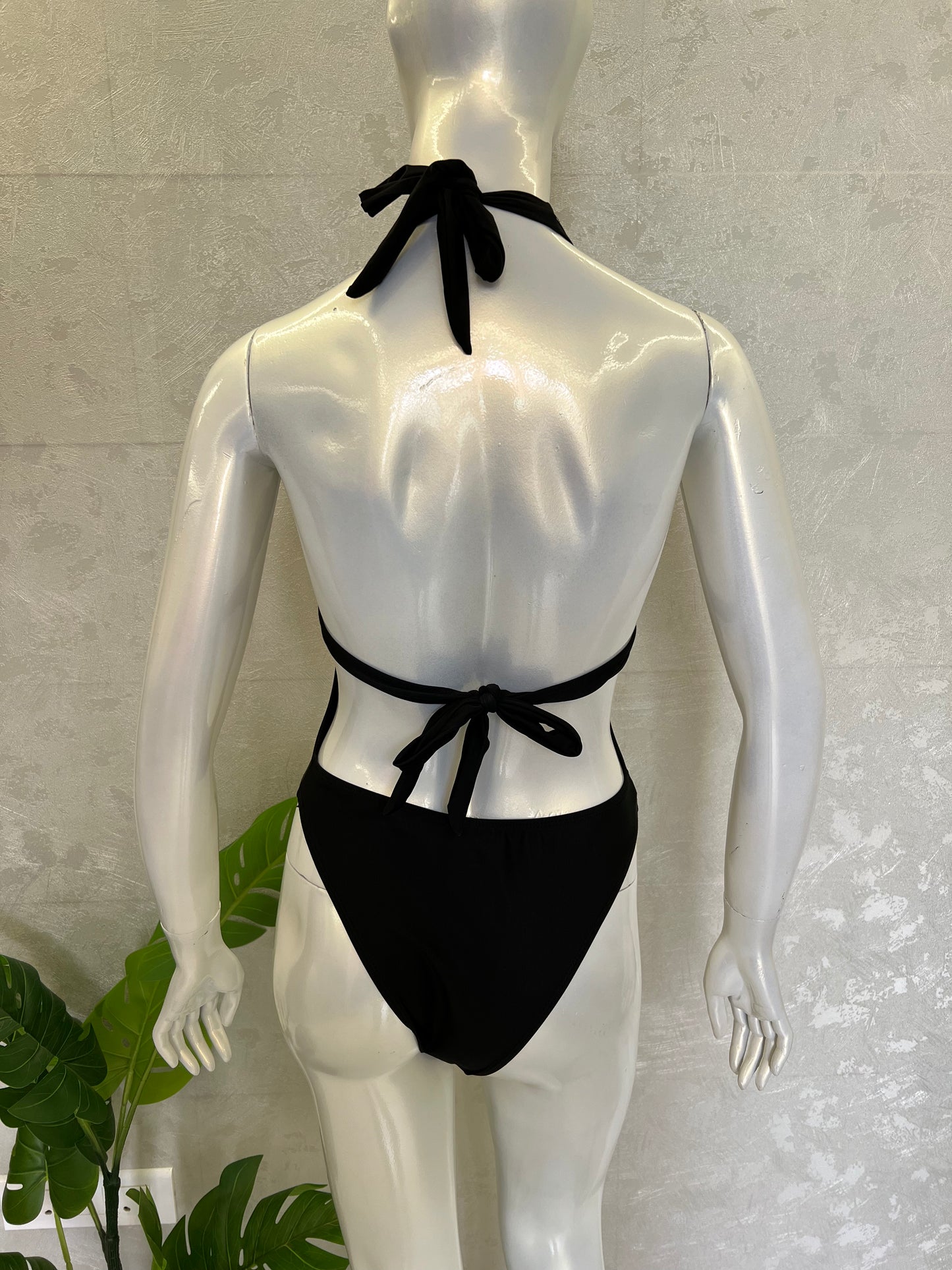 HALTER SWIMSUIT WITH METAL EMBELLISHMENT