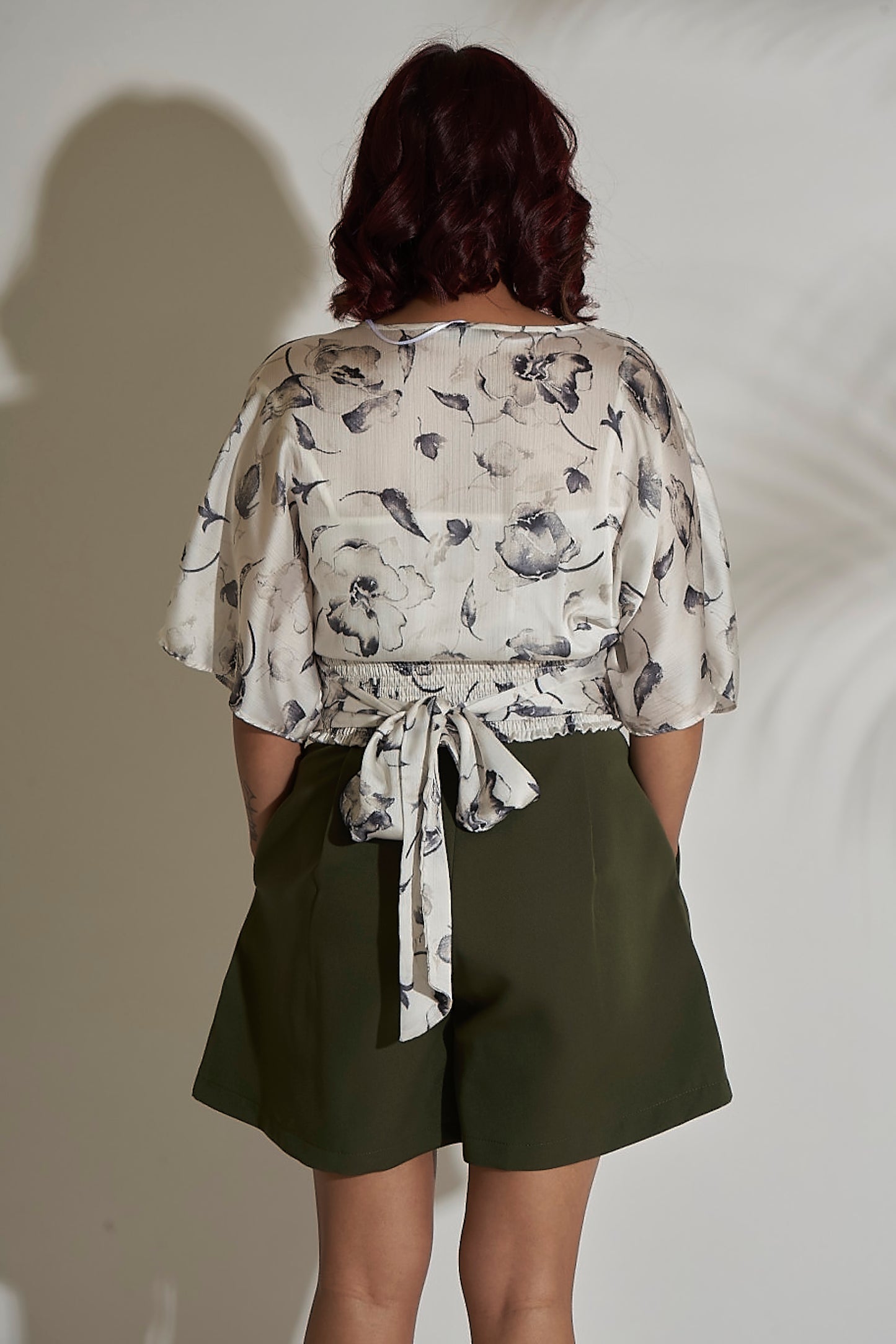 Printed Blouse With Back Tie Up
