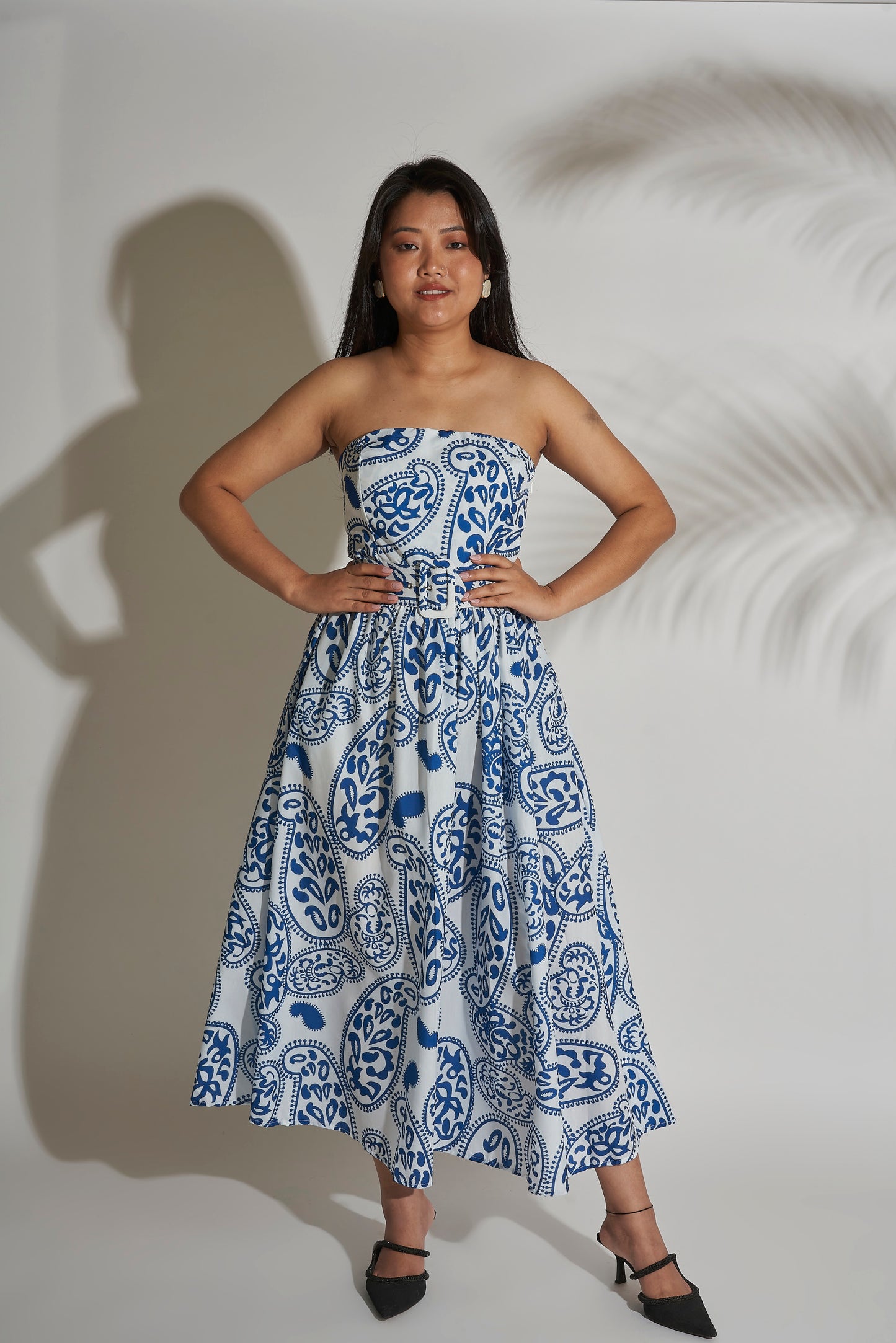 Printed Strapless Dress