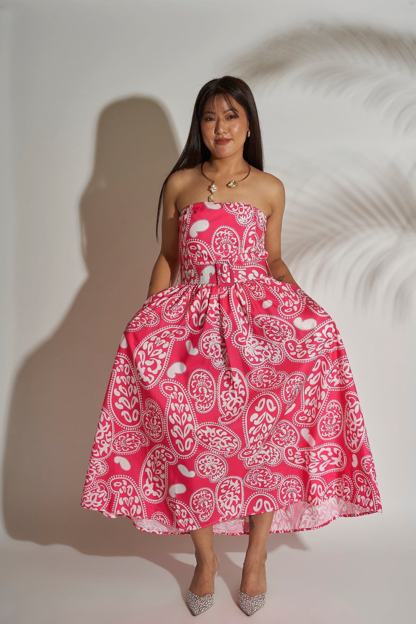 Printed Strapless Dress
