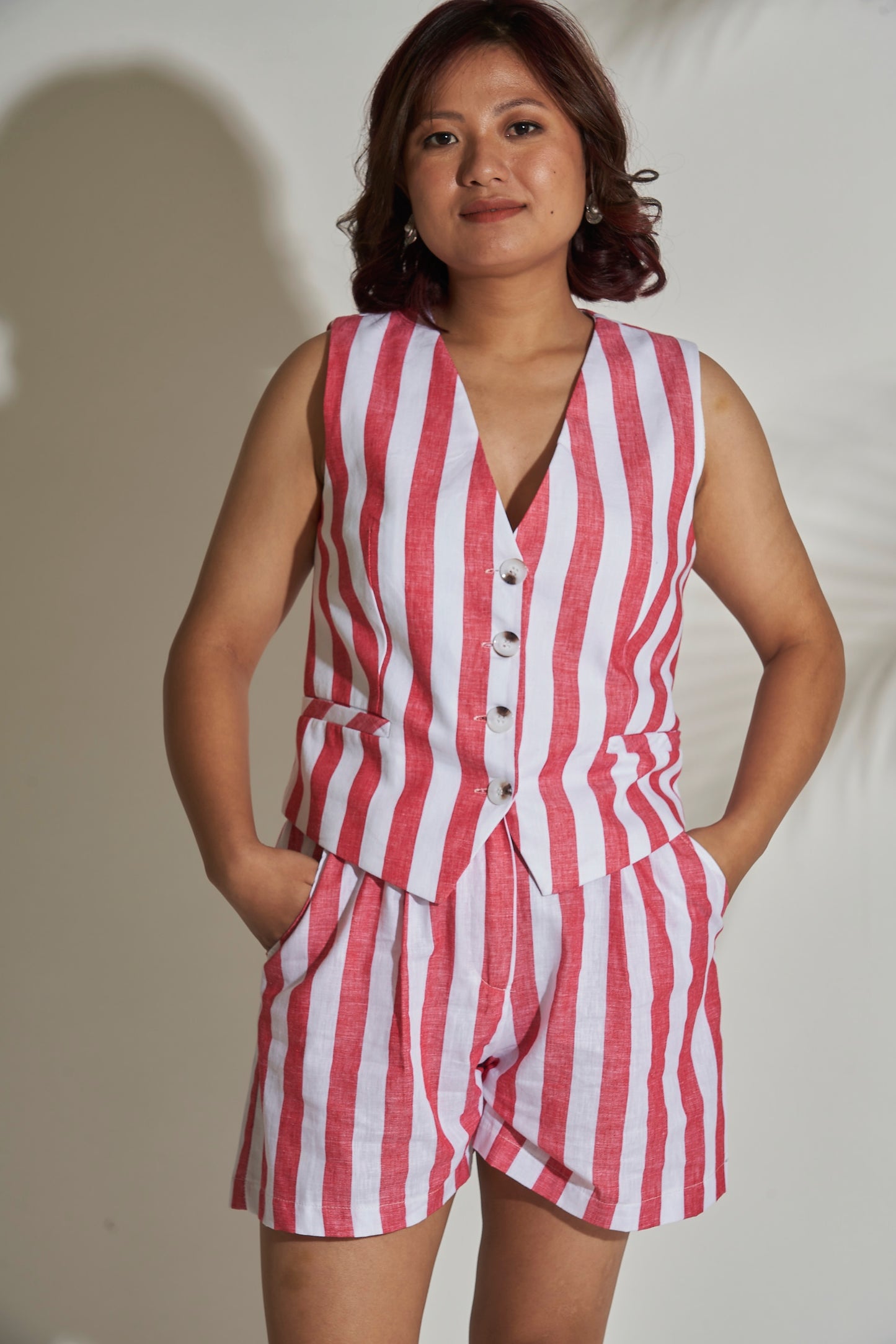 Stripped Waistcoat Co-ord Set