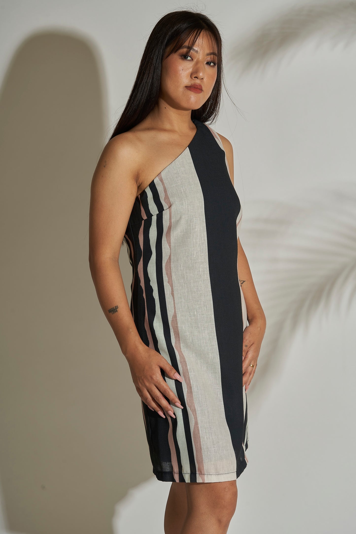 One Shoulder Linen Dress