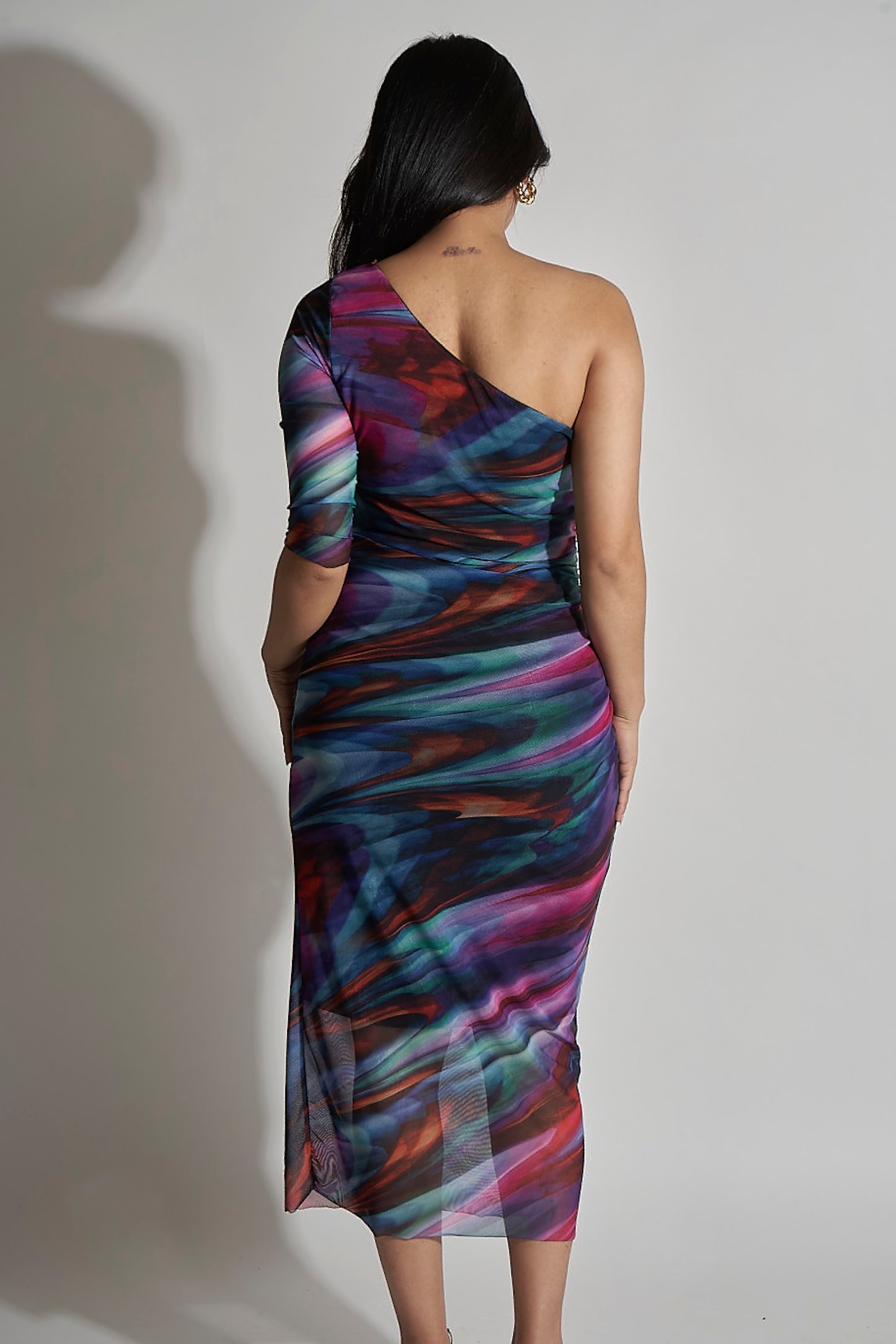 ONE SHOULDER LONG SLEEVE DRESS
