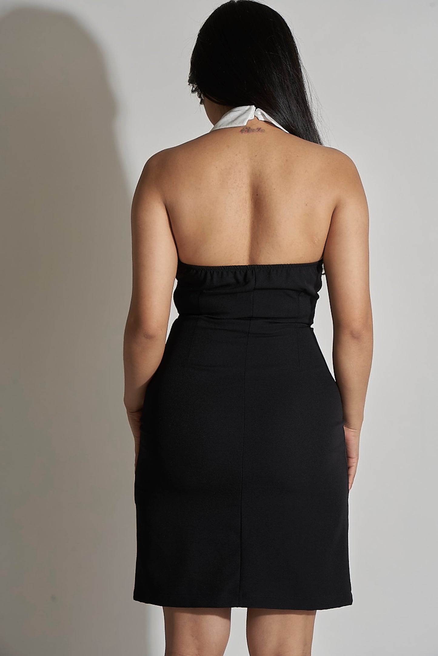 COLLARED HALTER DRESS