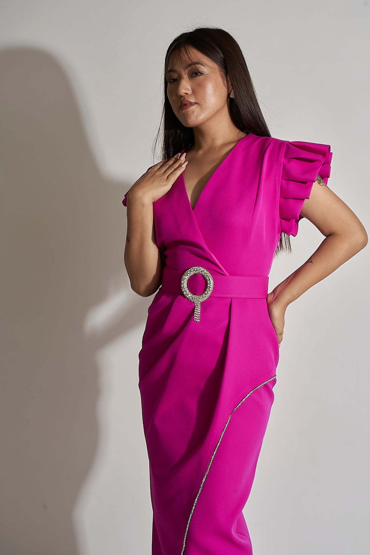 DRESS WITH EMBELLISHED BELT
