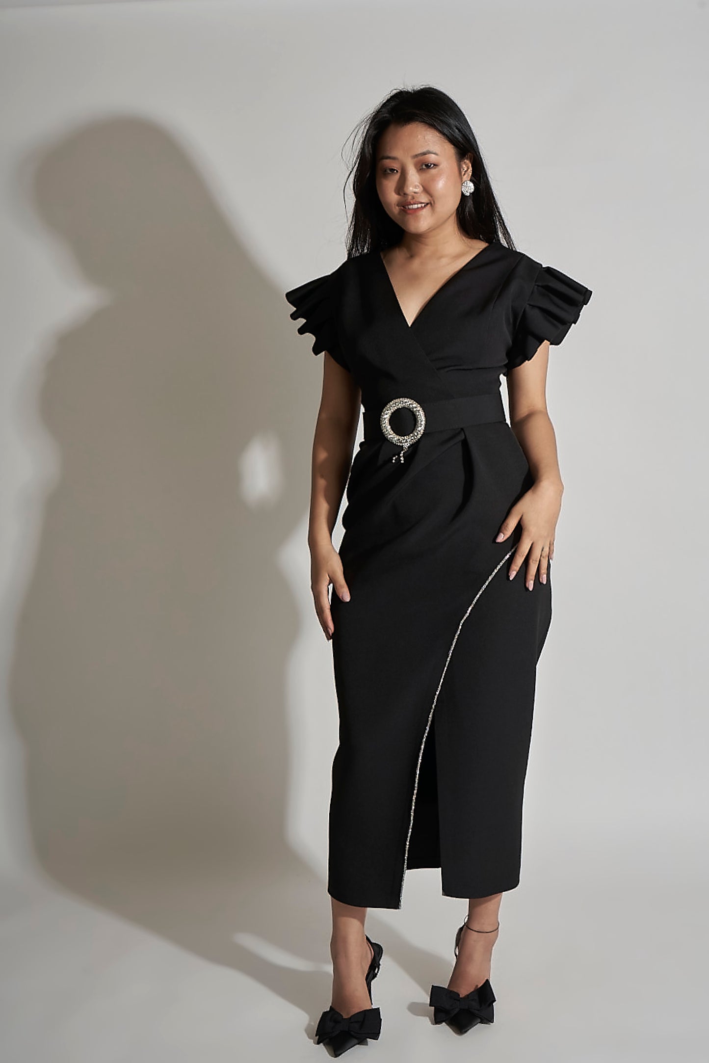DRESS WITH EMBELLISHED BELT