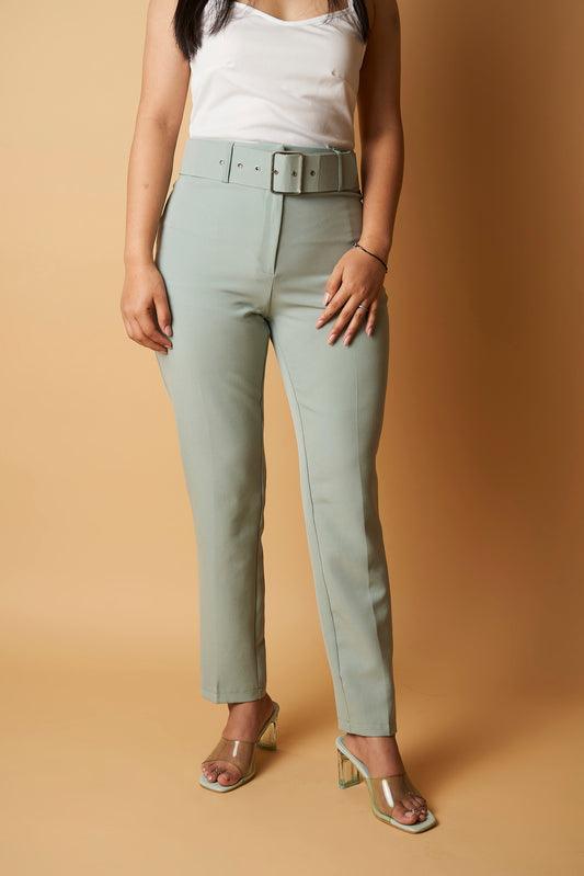 BELTED NARROW PANTS