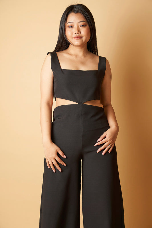 SLEEVELESS JUMPSUIT WITH WAIST CUT-OUT
