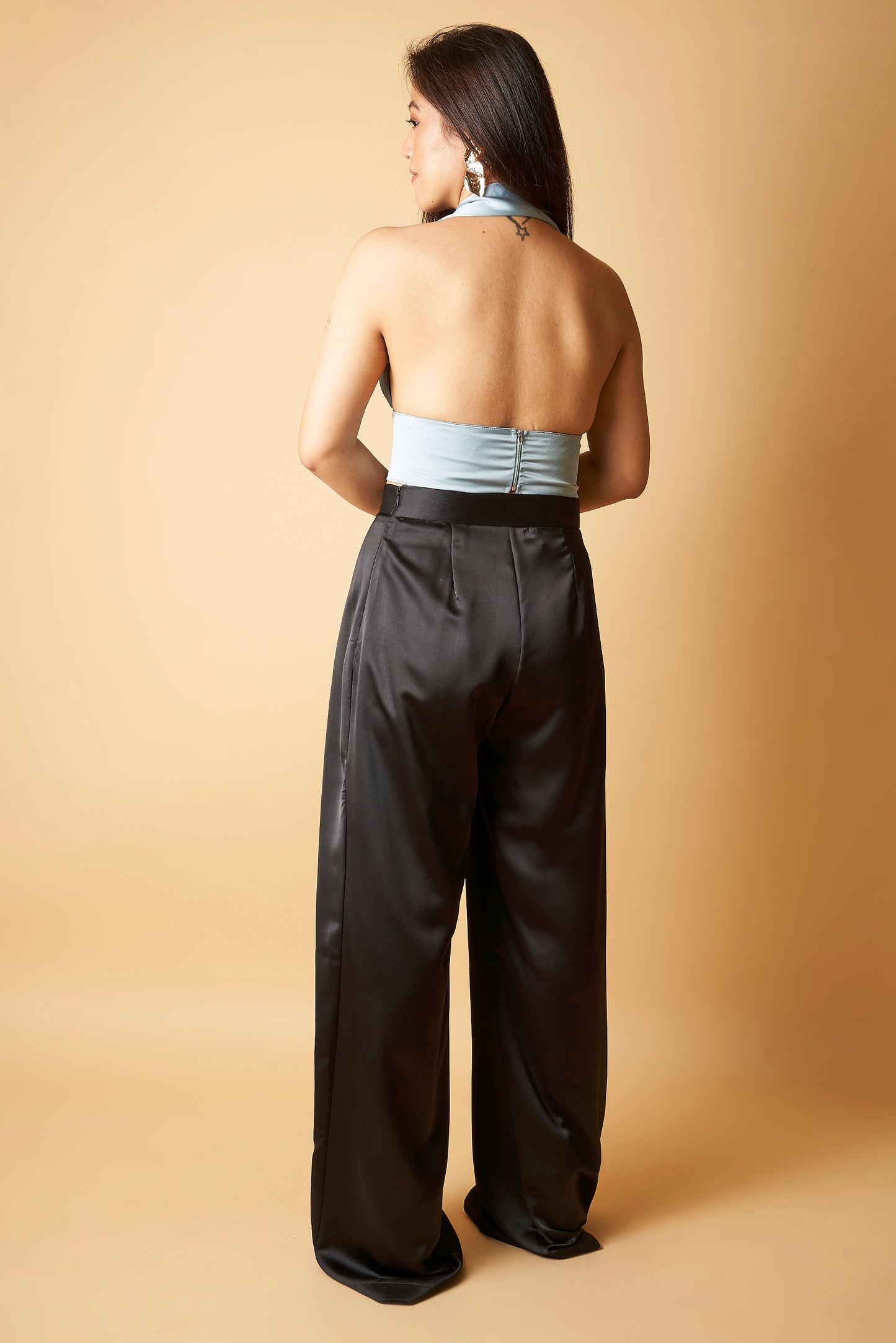 WIDE LEG SATIN PANTS
