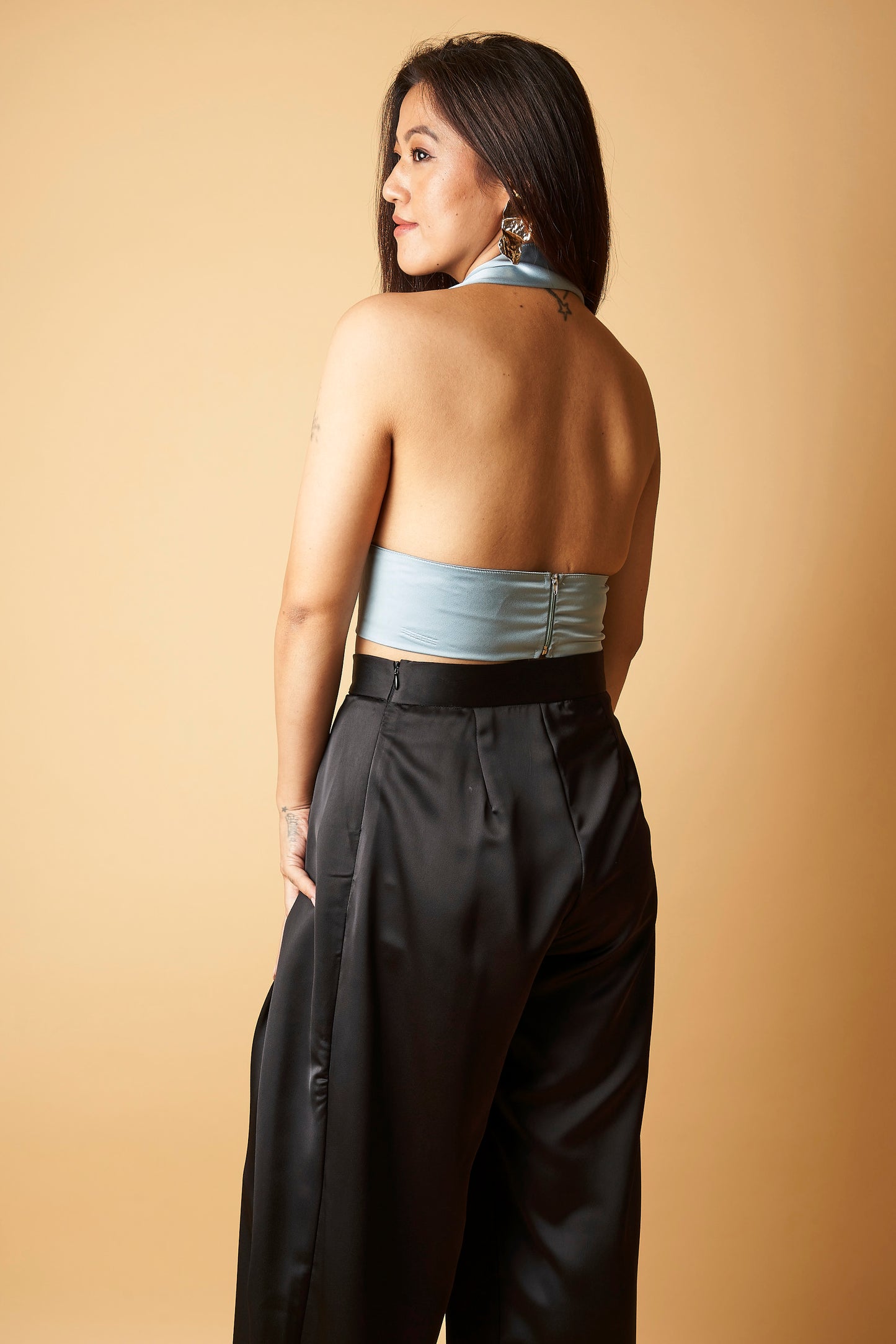 SATIN HALTER TOP