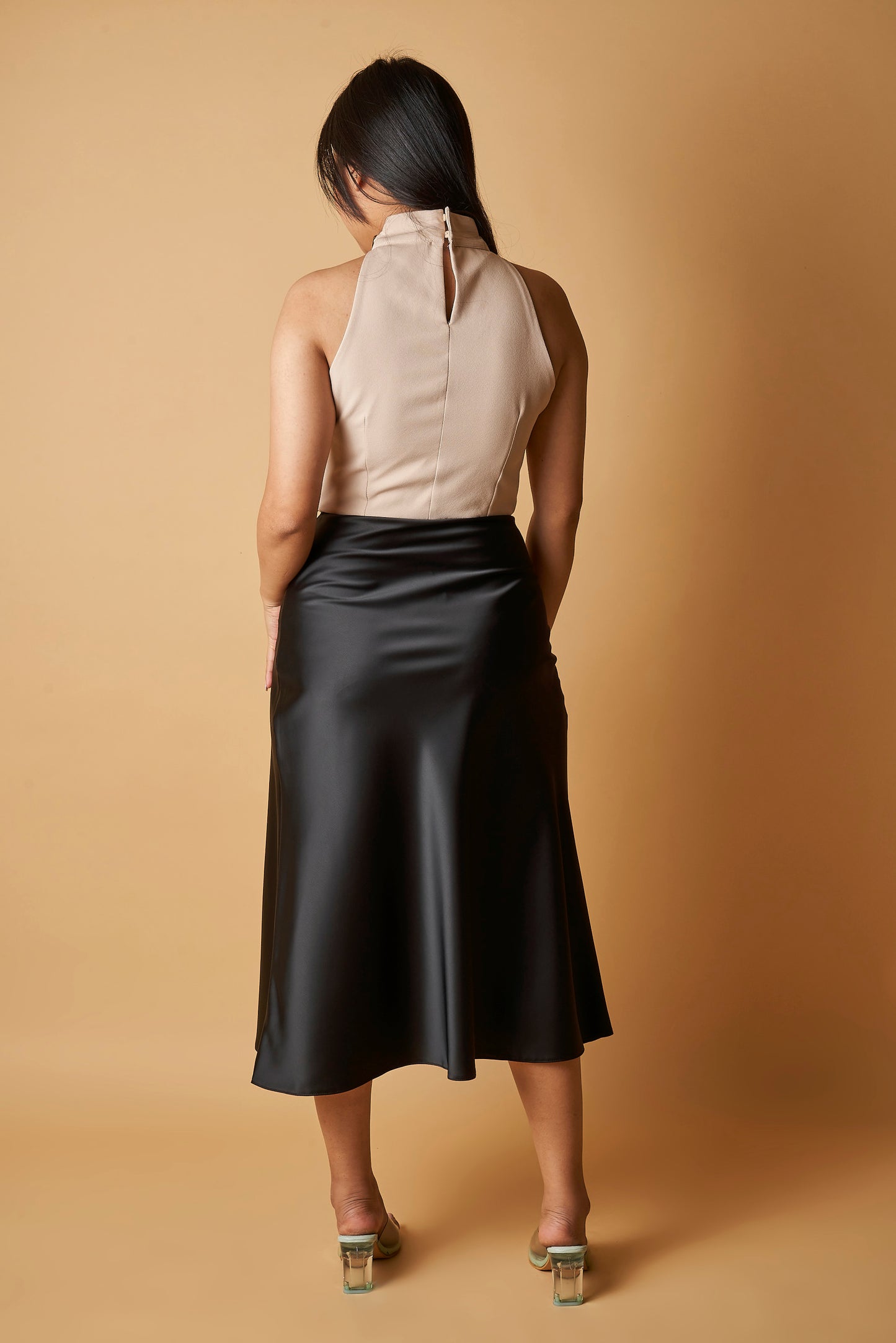 SATIN MIDI SKIRT