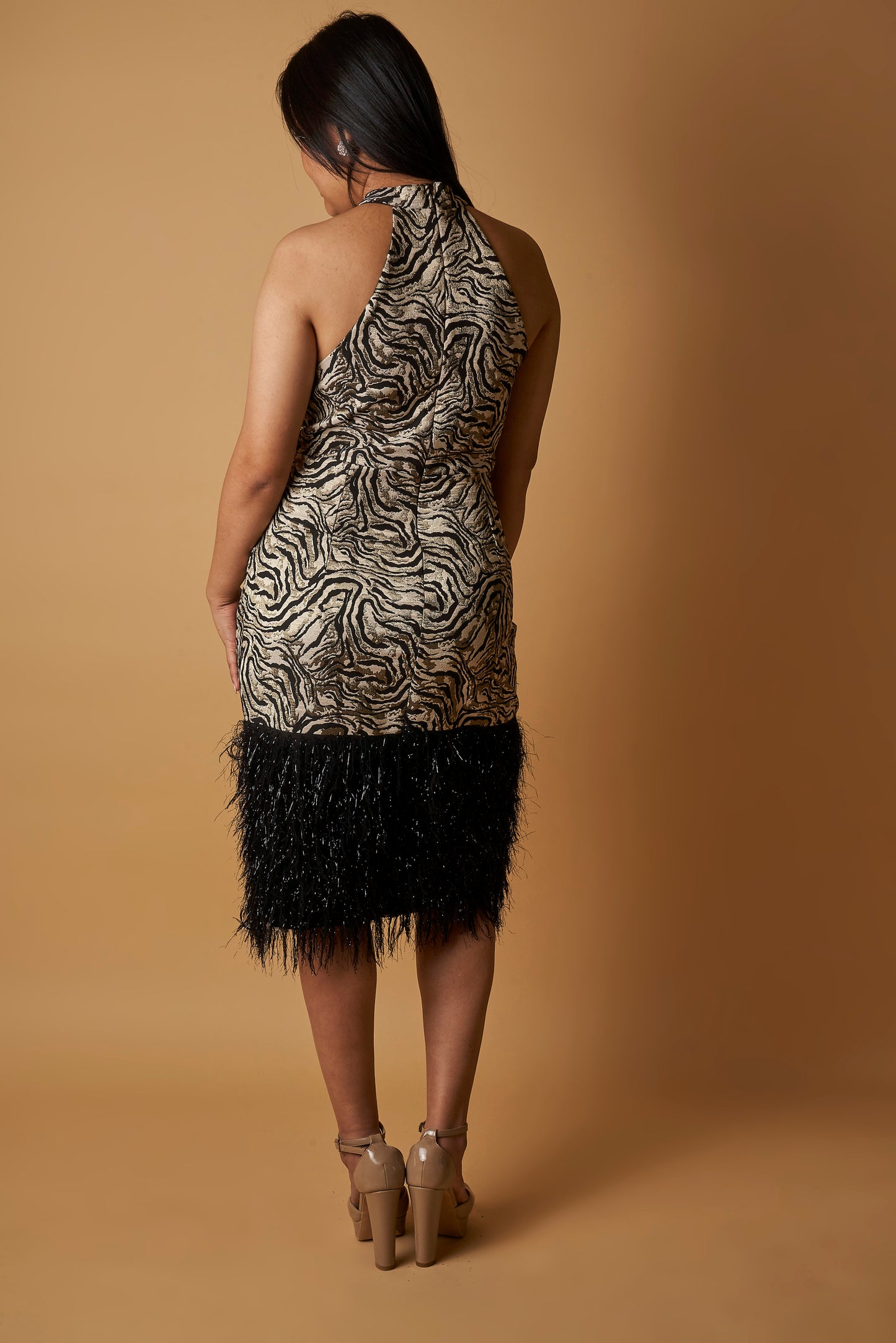 HIGH NECK SHIMMER DRESS