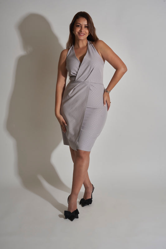 HALTER OVERLAP DRESS