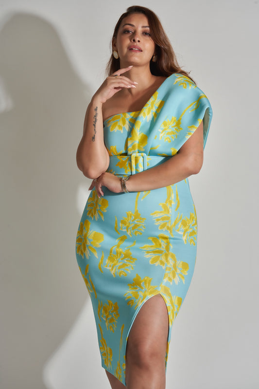 DRAPE SHOULDER DRESS