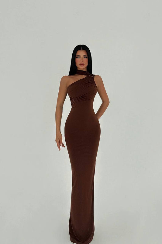 ONE SHOULDER DRAPED DRESS