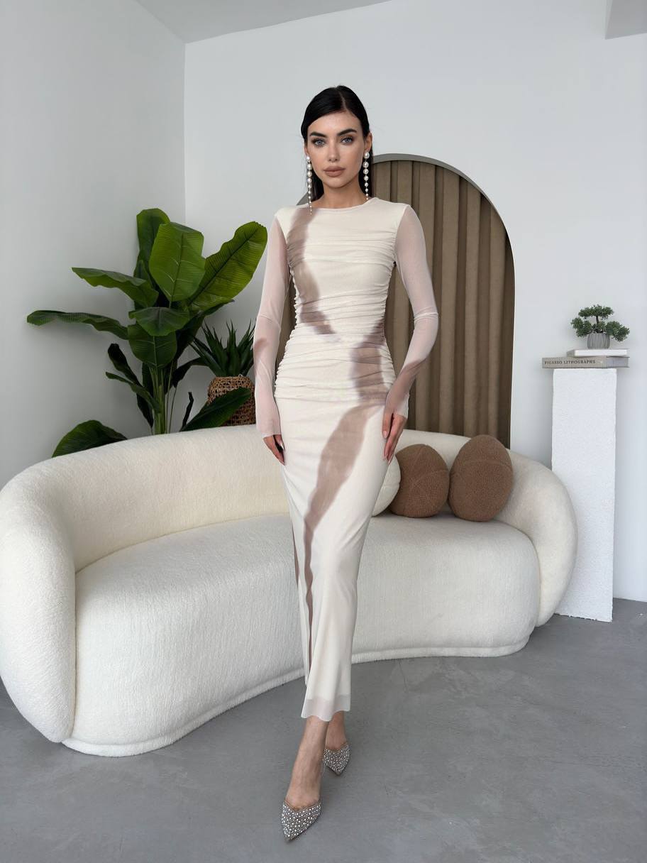 FULL SLEEVE RUCHED DRESS