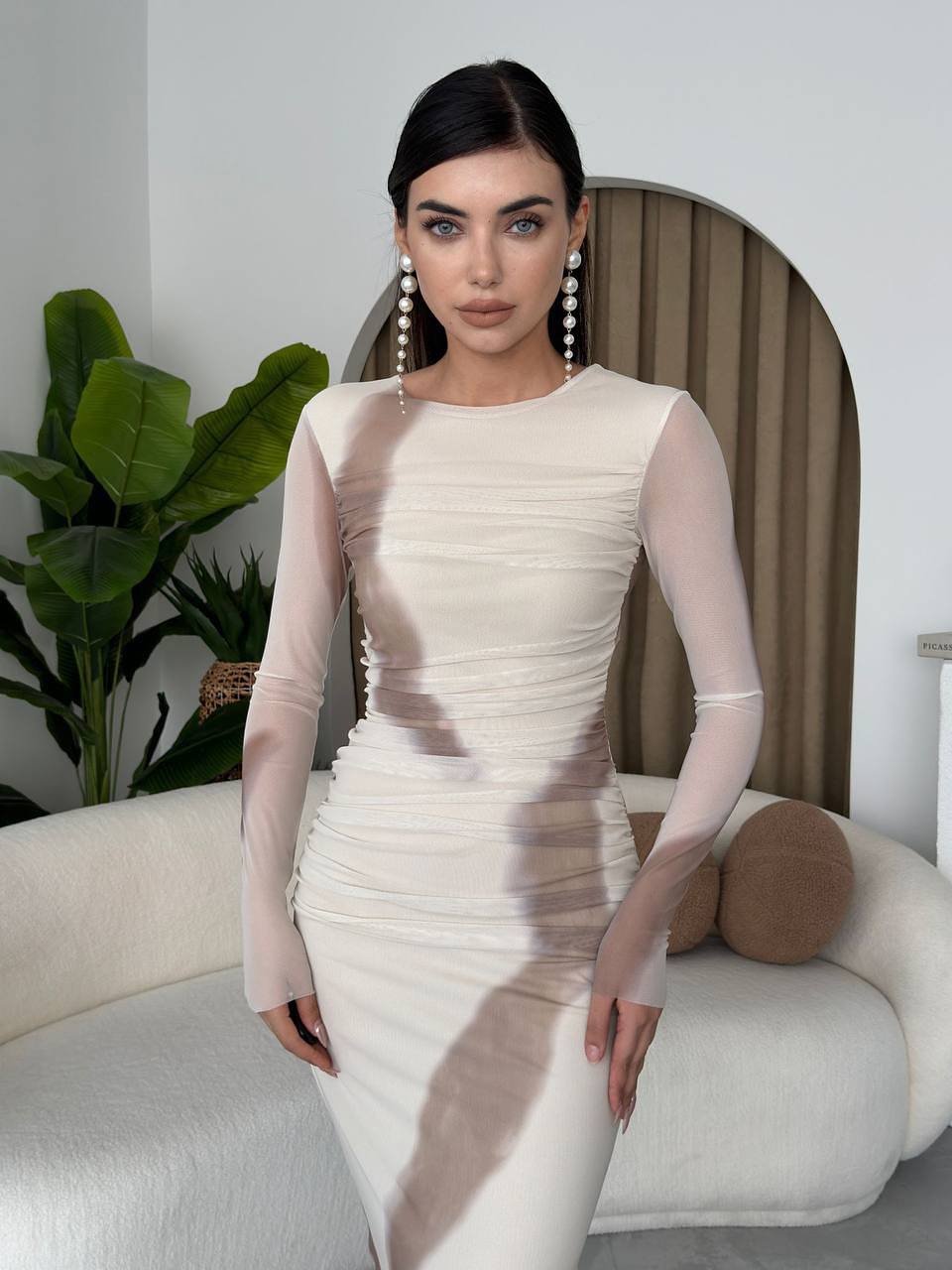 FULL SLEEVE RUCHED DRESS