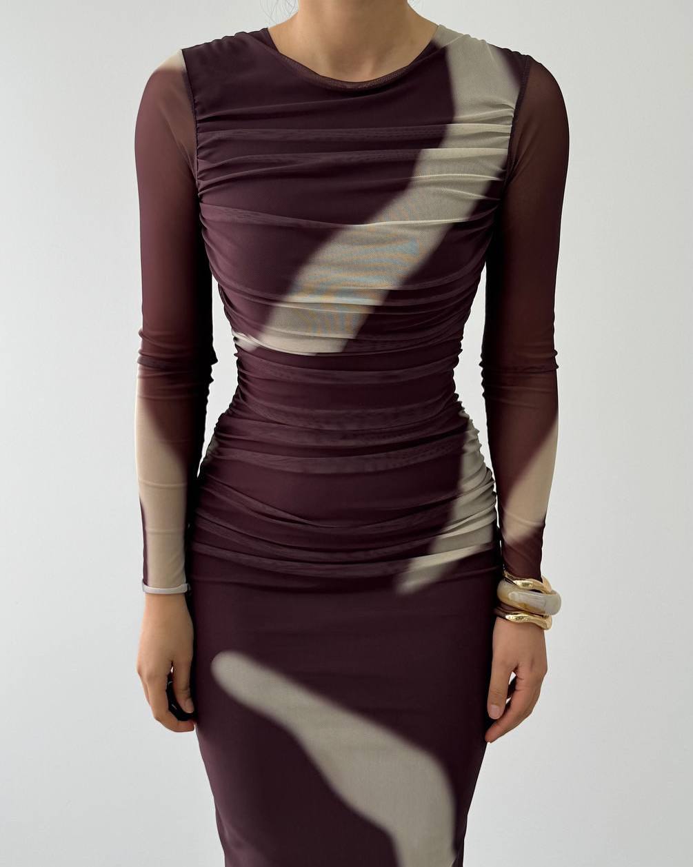 FULL SLEEVE RUCHED DRESS