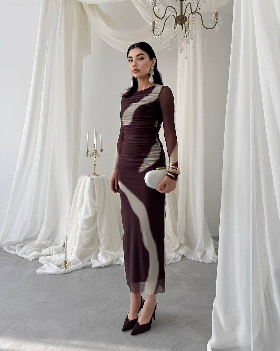 FULL SLEEVE RUCHED DRESS