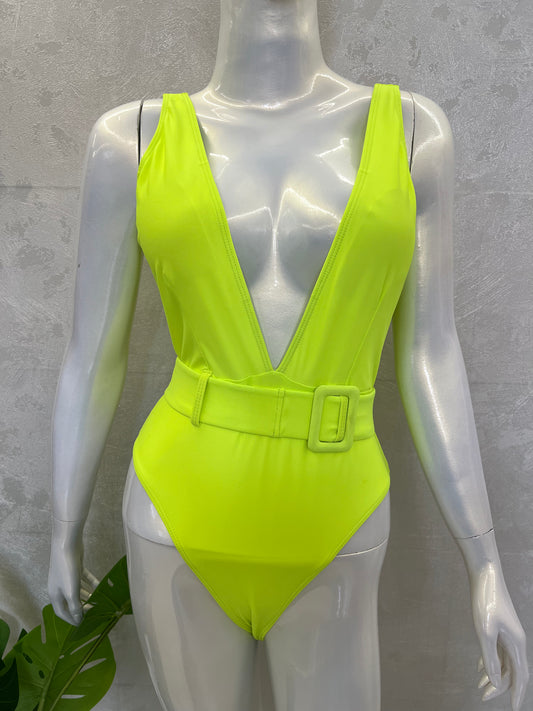 PLUNGE NECK SWIMSUIT