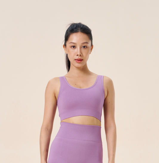RIBBED ROUND NECK BRA TOP