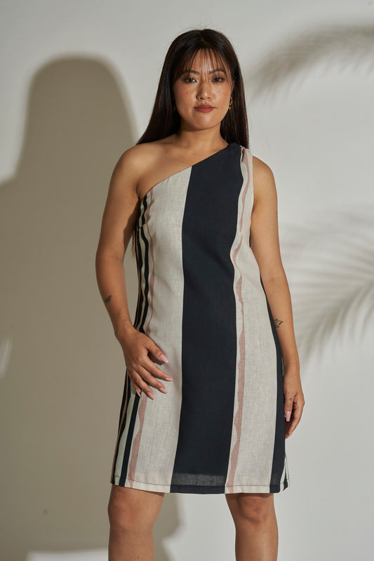 One Shoulder Linen Dress