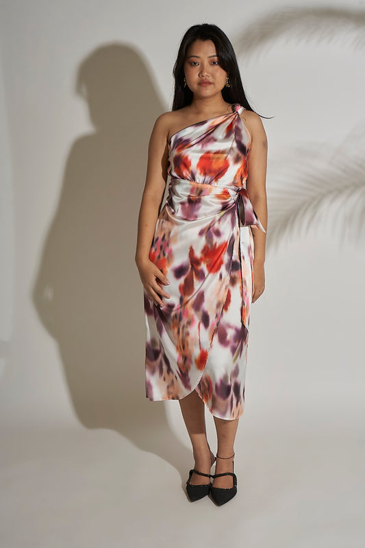 One Shoulder Printed Dress