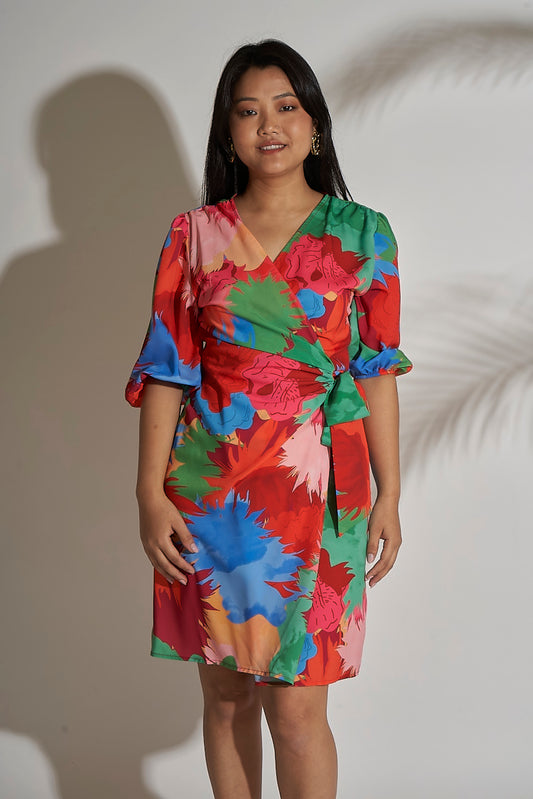 FLORAL WRAP DRESS