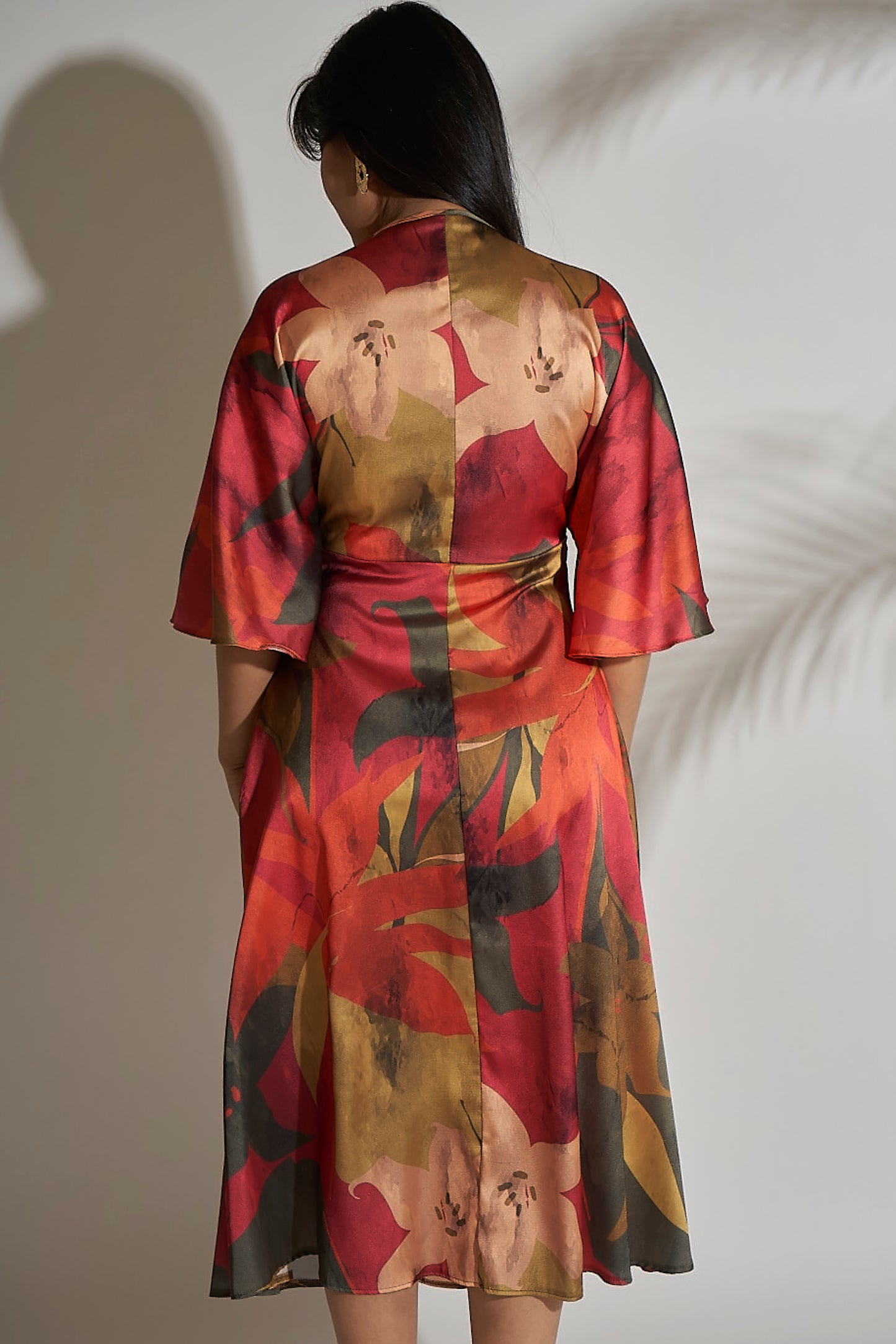 KIMONO SLEEVES FLORAL DRESS