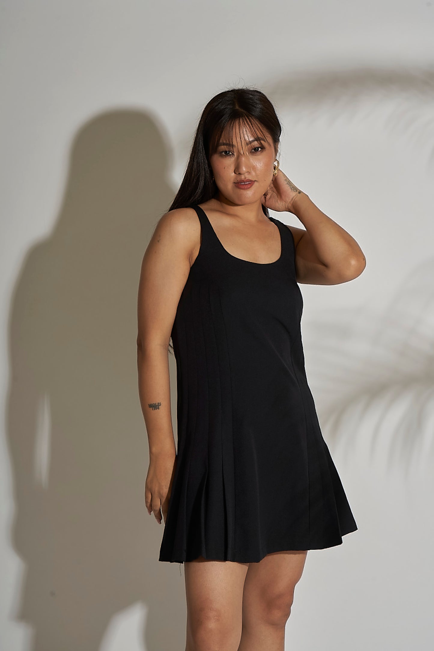PLEATED BLACK DRESS