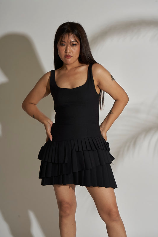 PLEATED ROMPER DRESS
