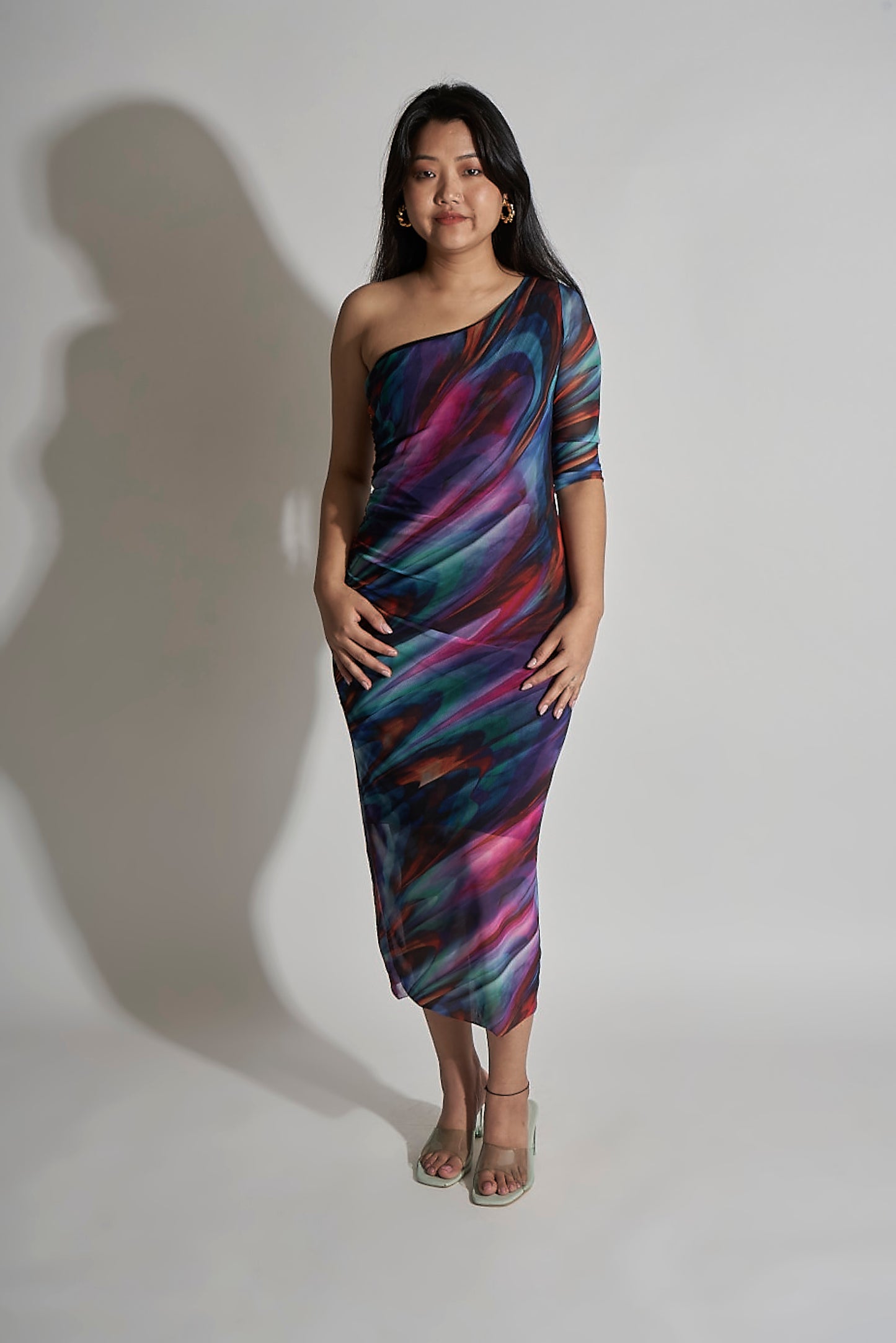 ONE SHOULDER LONG SLEEVE DRESS