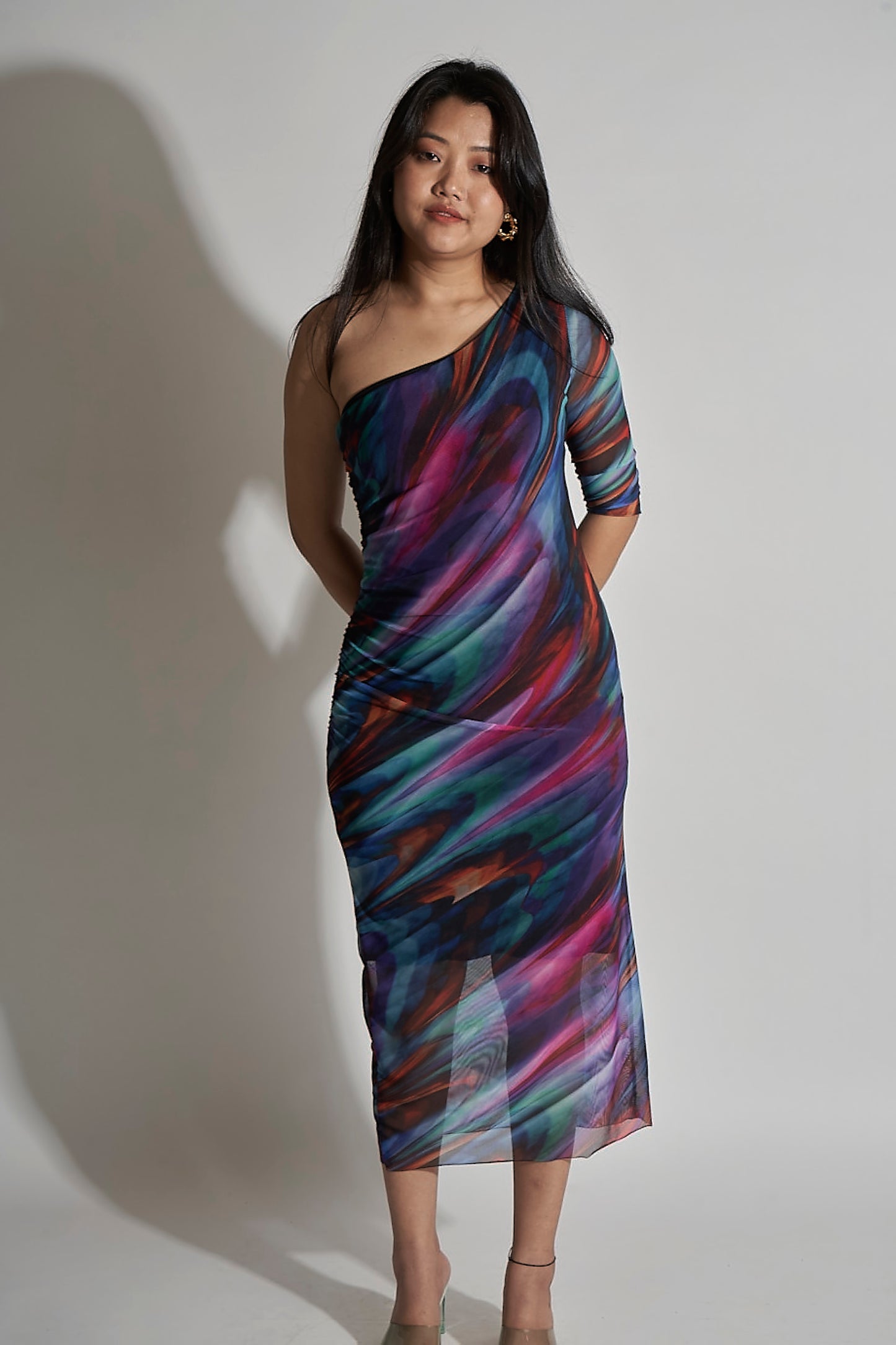 ONE SHOULDER LONG SLEEVE DRESS