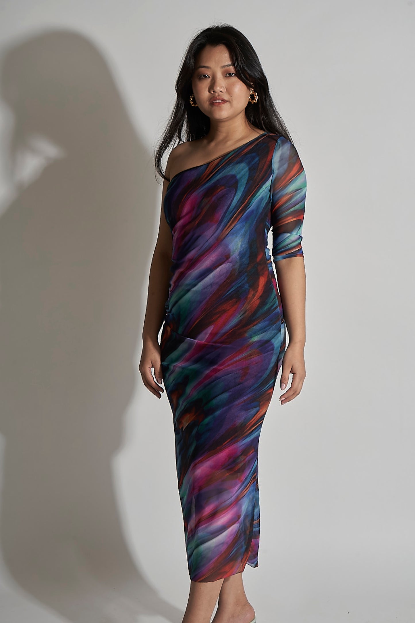 ONE SHOULDER LONG SLEEVE DRESS