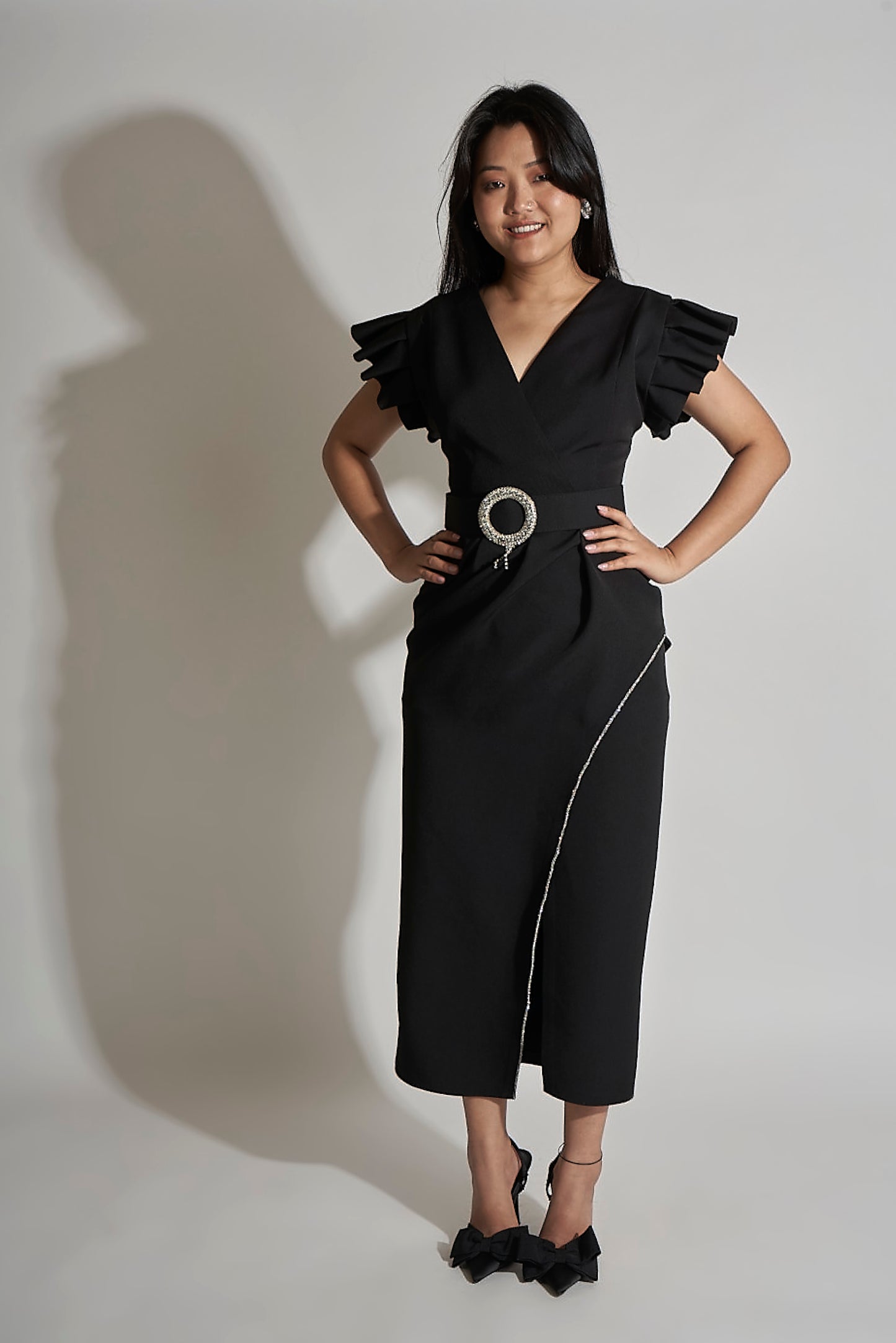 DRESS WITH EMBELLISHED BELT