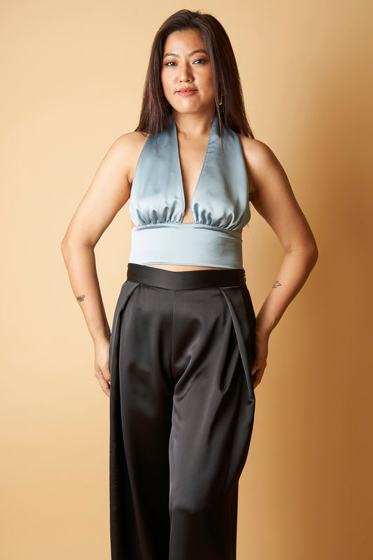 SATIN HALTER TOP