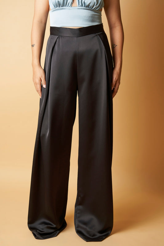 WIDE LEG SATIN PANTS