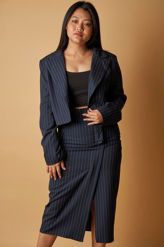 PINSTRIPE FORMAL SKIRT